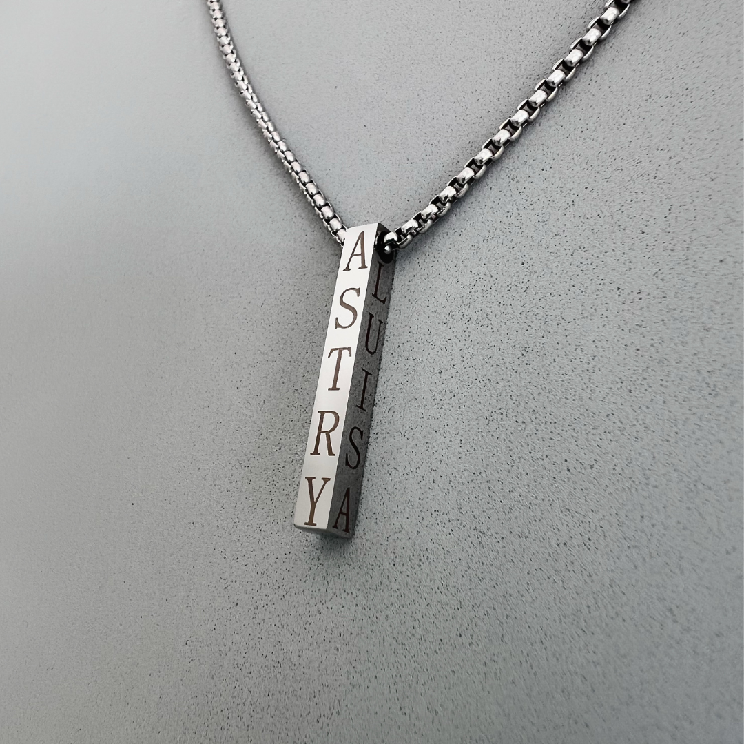 Collar rectangular grabado a láser-Acero inoxidable