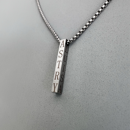 Collar rectangular grabado a láser-Acero inoxidable
