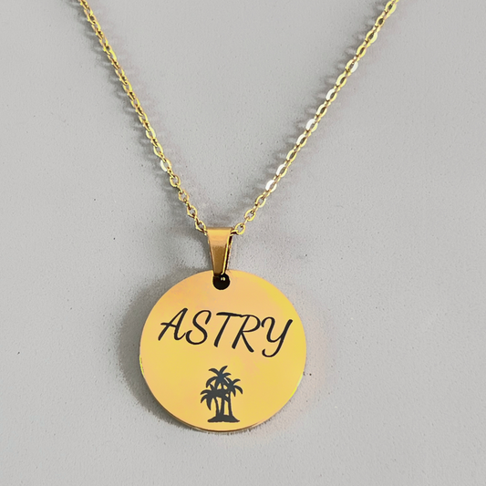 Collar redondo personalizado grabado láser-Acero inoxidable