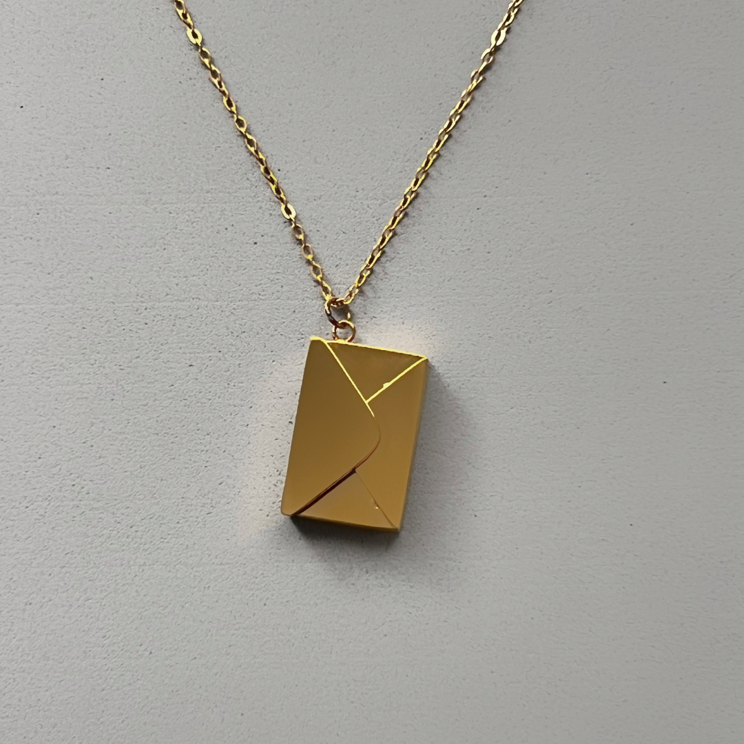 Collar de sobre con carta personalizada-Acero inoxidable