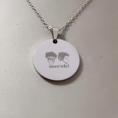 collar redondo personalizado grabado a láser-Acero inoxidable