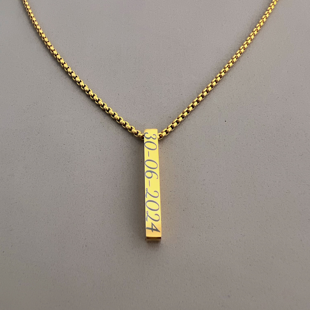 Collar rectangular personalizado grabado a láser-Acero inoxidable