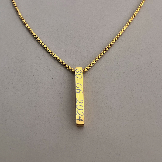 Collar rectangular personalizado grabado a láser-Acero inoxidable