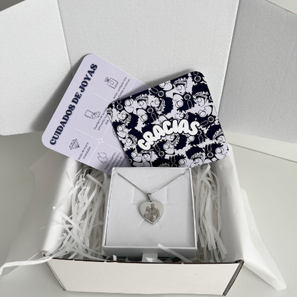 Collar corazón personalizado con foto-acero inoxidable grabado a láser