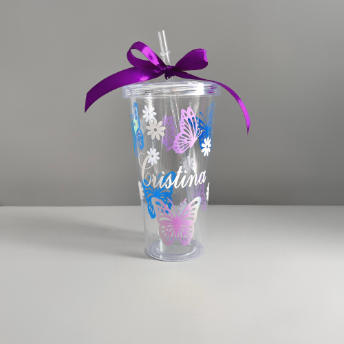 VASO DE MARIPOSA PERSONALIZADO CON NOMBRE-REGALOS ÚNICO Y ORIGINAL