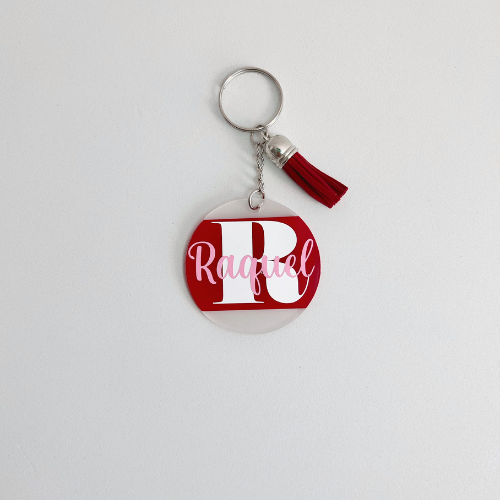 Llavero franja personalizado de metacrilato con inicial y nombre
