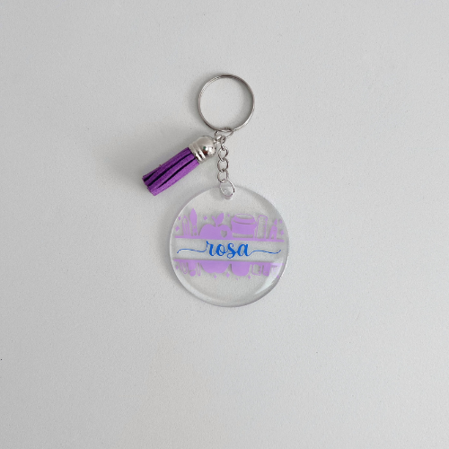 Llavero personalizado de metacrilato con nombre y diseño escolar - regalo para profesor