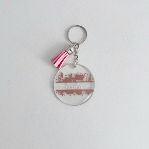Llavero personalizado de metacrilato con nombre y diseño escolar - regalo para profesor
