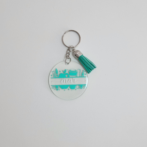 Llavero personalizado de metacrilato con nombre y diseño escolar - regalo para profesor
