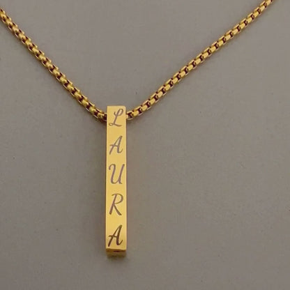 Collar rectangular personalizado grabado a láser-Acero inoxidable