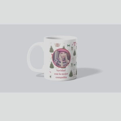 Taza navideña personalizada. Foto y frase