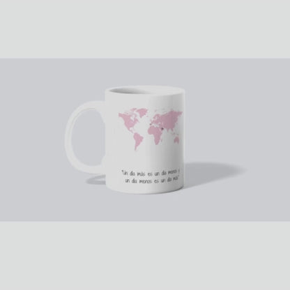 Taza personalizada mapa del mundo con frase y texto a medida